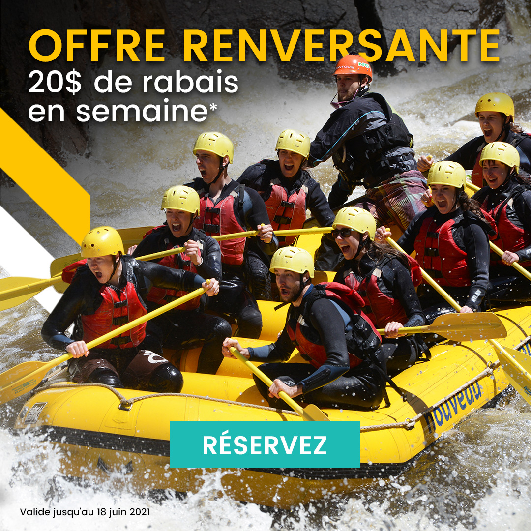 Offre 20$ de rabais rafting Rivière Rouge